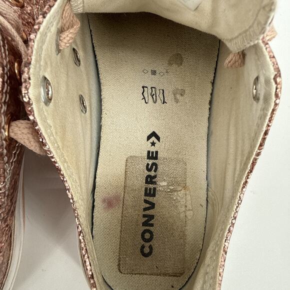 Converse All Star Rose Gold Glitter Low Top Shoes Size 4 Juniors 659230C - Picture 10 of 12